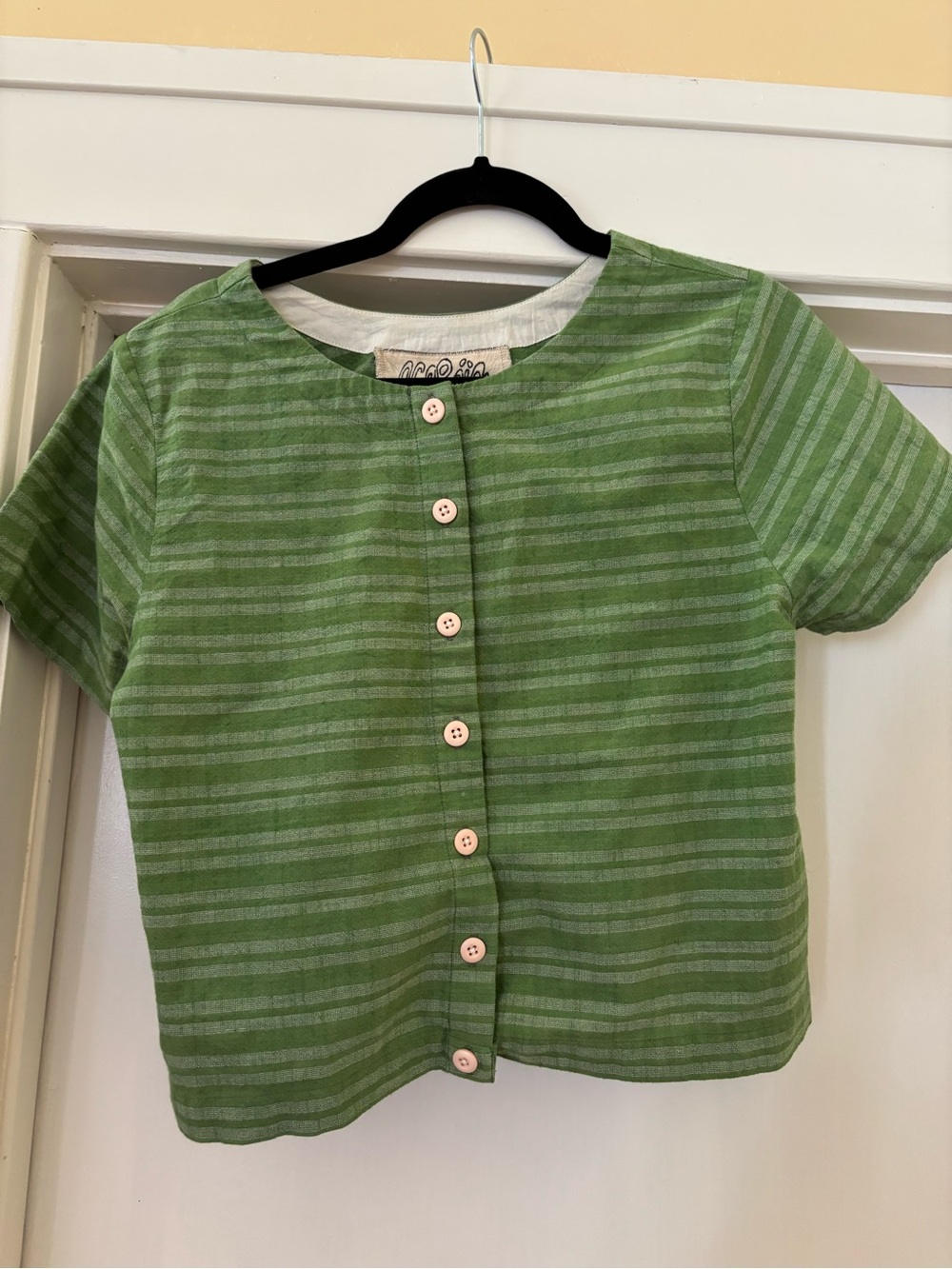 Ace & Jig Green Striped Button-Front Top